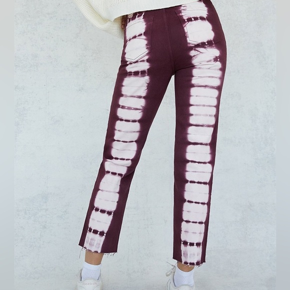 PacSun NWT Eco Raspberry Tie Dye Buttonfly High Waisted Straight Leg Jeans - Picture 2 of 15